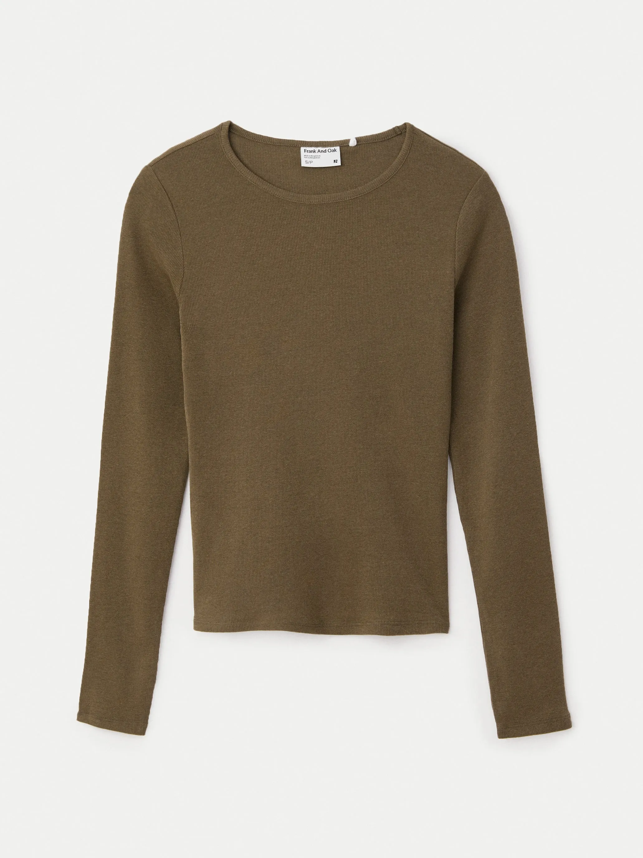 The Slim Ribbed Long Sleeve Top in Mocha