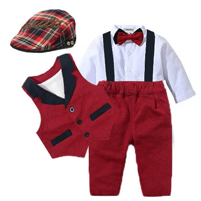 Traje para Niño y Bebe Baby Clothes Autumn Boys Suits New born Gentleman Party Costume Soft Cotton Jumpsuit More Shorts Baptism 