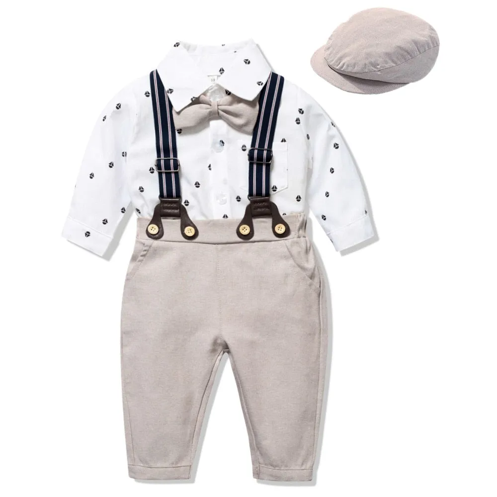 Traje para Niño y Bebe Baby Clothes Autumn Boys Suits New born Gentleman Party Costume Soft Cotton Jumpsuit More Shorts Baptism 