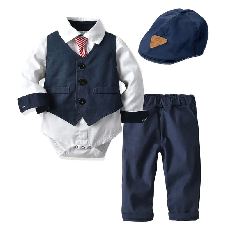 Traje para Niño y Bebe Baby Clothes Autumn Boys Suits New born Gentleman Party Costume Soft Cotton Jumpsuit More Shorts Baptism 