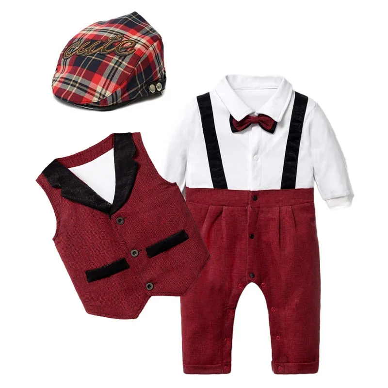 Traje para Niño y Bebe Baby Clothes Autumn Boys Suits New born Gentleman Party Costume Soft Cotton Jumpsuit More Shorts Baptism 