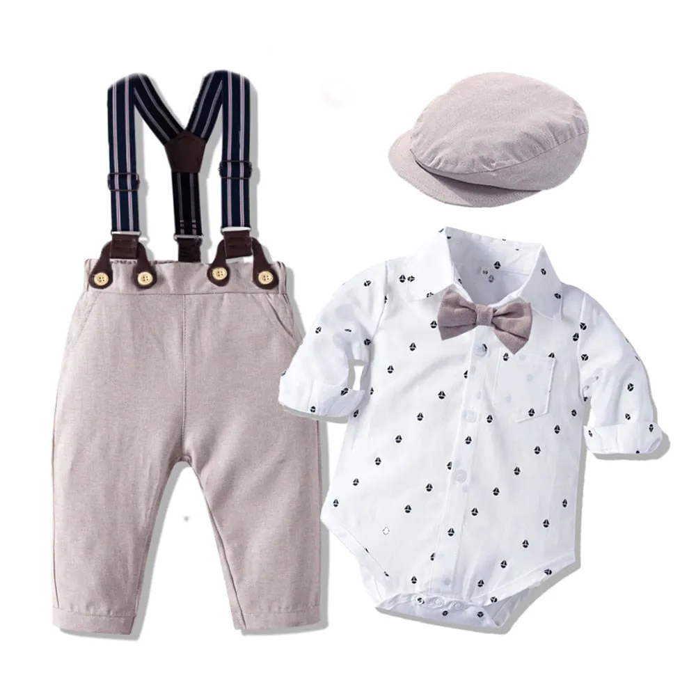 Traje para Niño y Bebe Baby Clothes Autumn Boys Suits New born Gentleman Party Costume Soft Cotton Jumpsuit More Shorts Baptism 