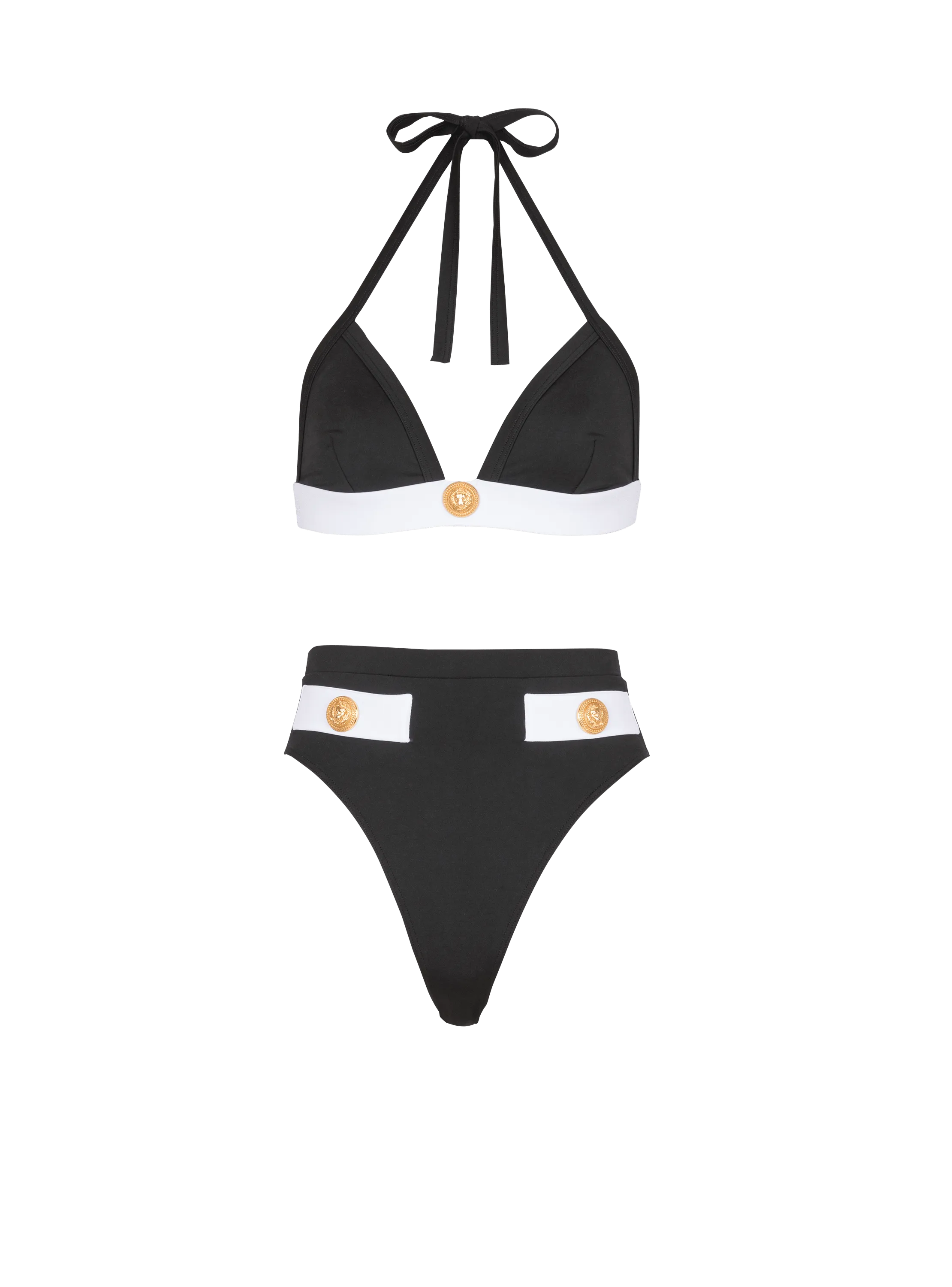 Two-piece swimming costume with buttons