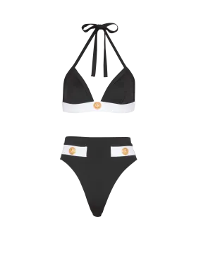 Two-piece swimming costume with buttons