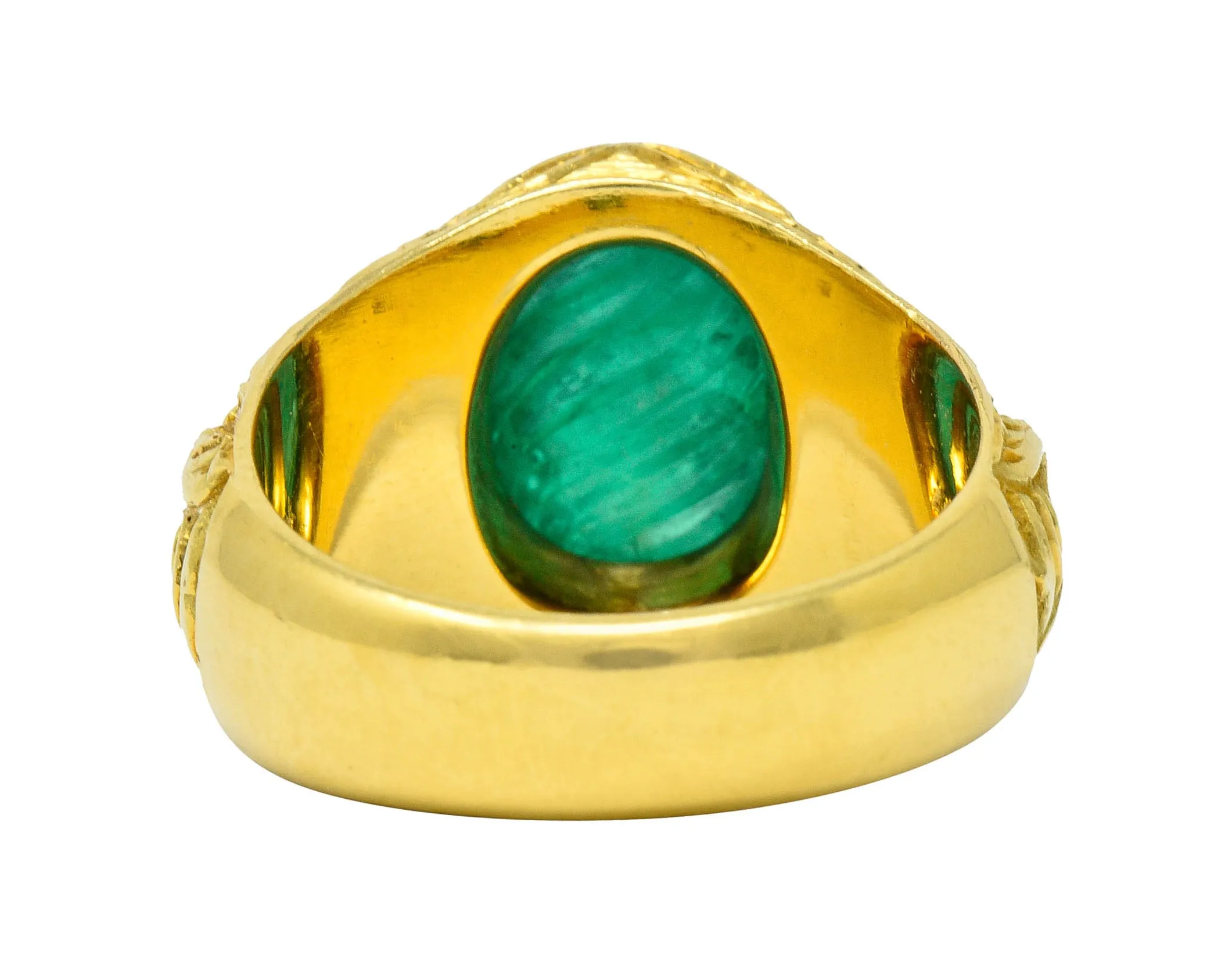 Vintage Carved Emerald 18 Karat Gold Green Man Men’s Unisex Ring