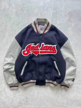 Vintage Indians Wool / Leather Varsity Jacket (L)