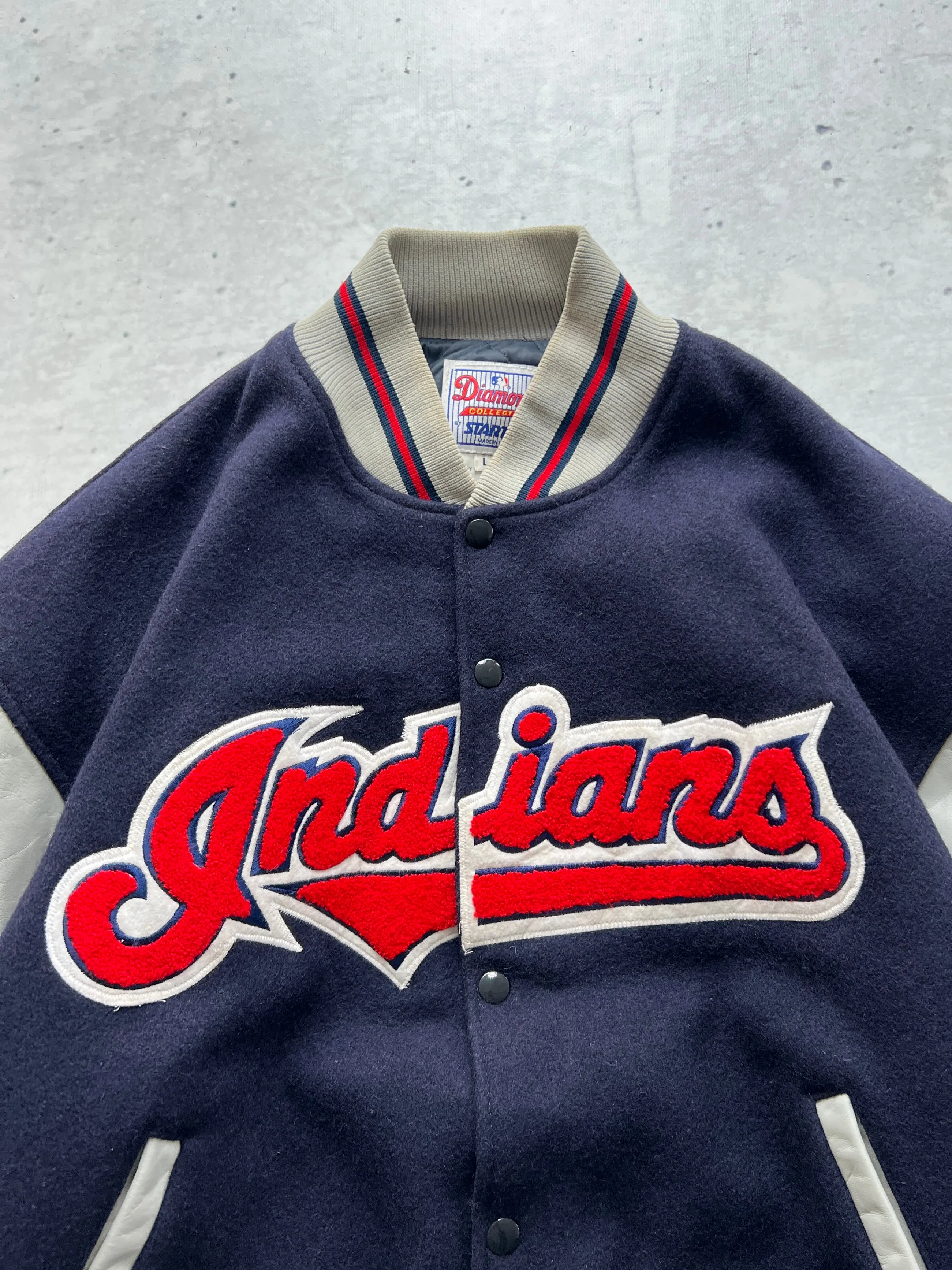 Vintage Indians Wool / Leather Varsity Jacket (L)